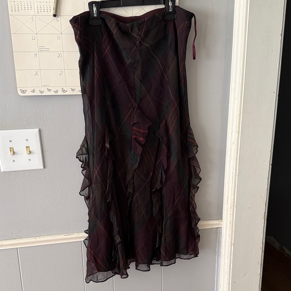 Ralph Lauren Elegant Plaid Ruffle Skirt